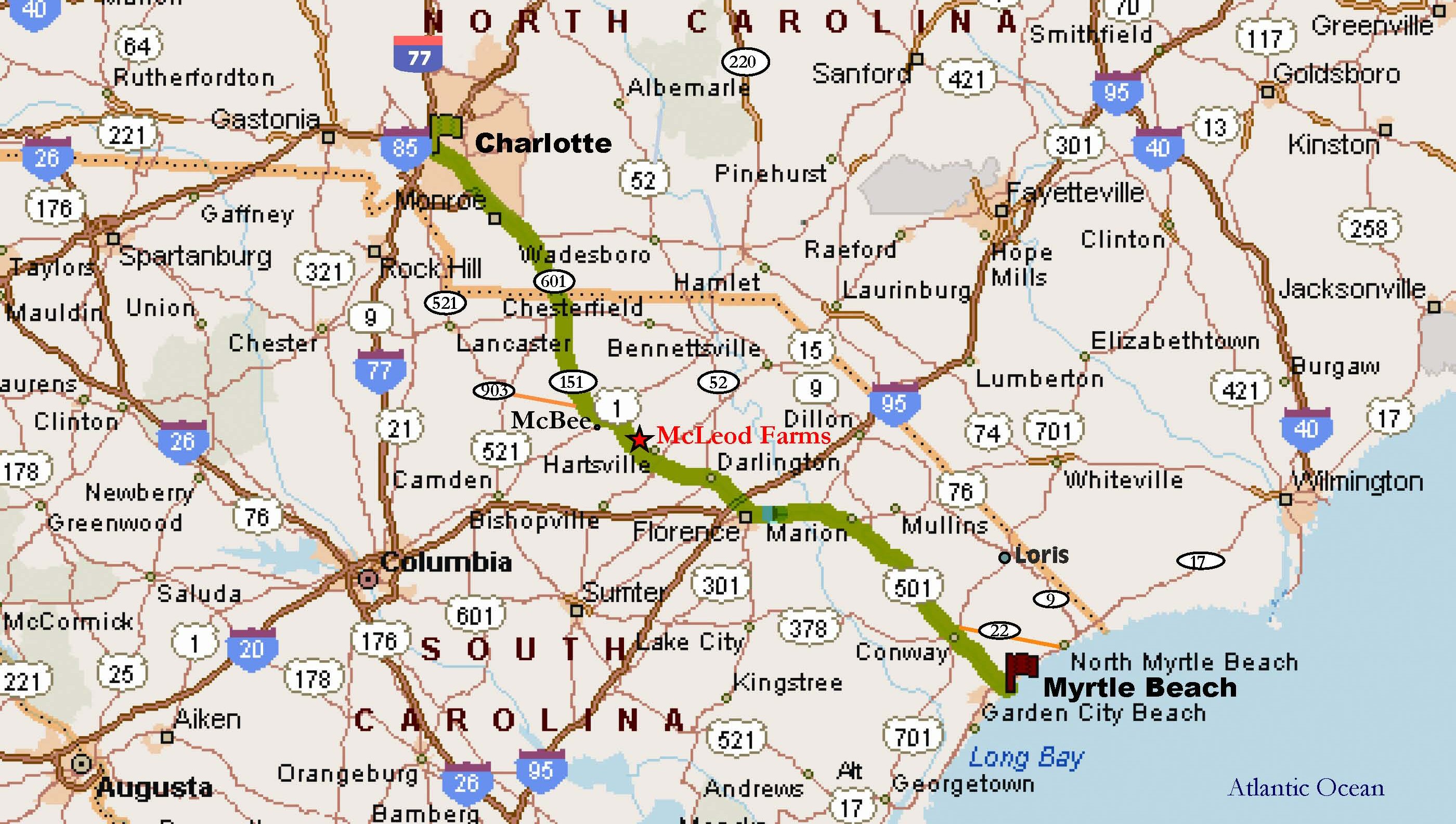 South Carolina County Map With Roads